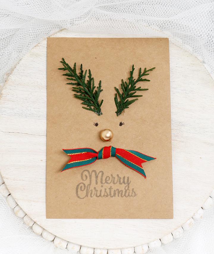 Santa Face with Ribbon Handmade Christmas Cards