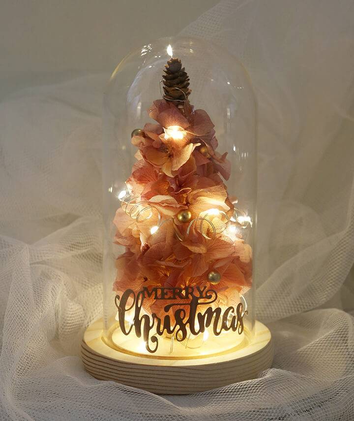 Christmas Glass Dome Gift hand made with preserved flower.