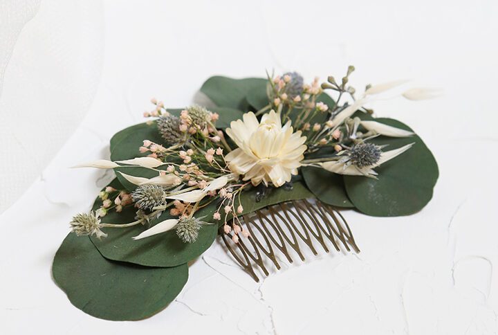 Bridal Haircomb Made with Naturally preserved greenery eucalyptus flower