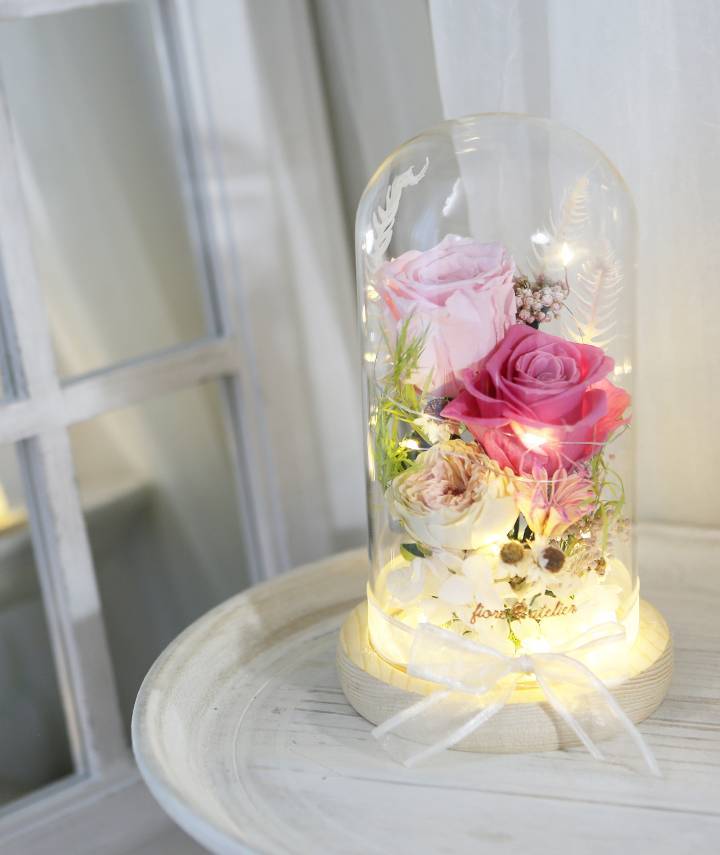 artequeen_hotpink-blush-preserved-flower-led-glass-dome02