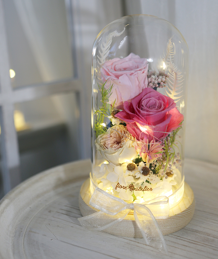 artequeen_hotpink-blush-preserved-flower-led-glass-dome03