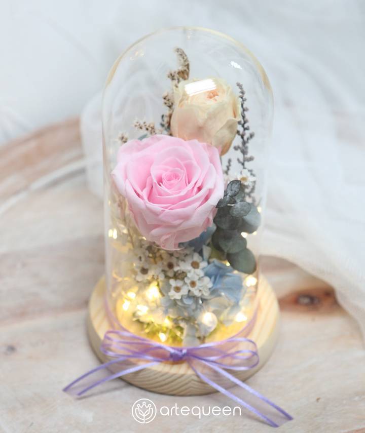 artequeen_yellow-pink-flower-glass-dome01